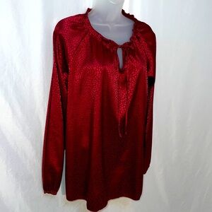 Boutique Hesed Red Animal Pattern Print Womens Blouse Size L
